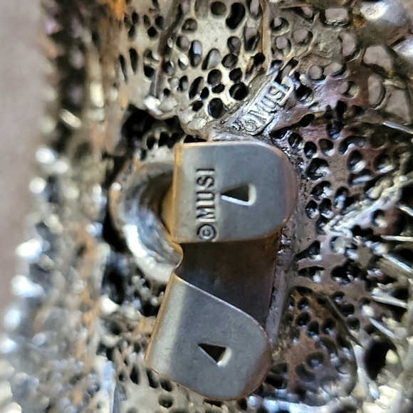 Antique MUSI Filigree Rhinestone Cabochon Gothic Shoe Clips - Picture 4 of 6